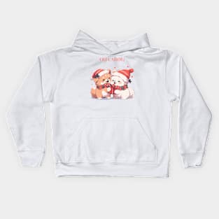 Cute puppies singing Christmas carols Kids Hoodie